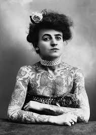 photo of Victorian women covered in tattoos.