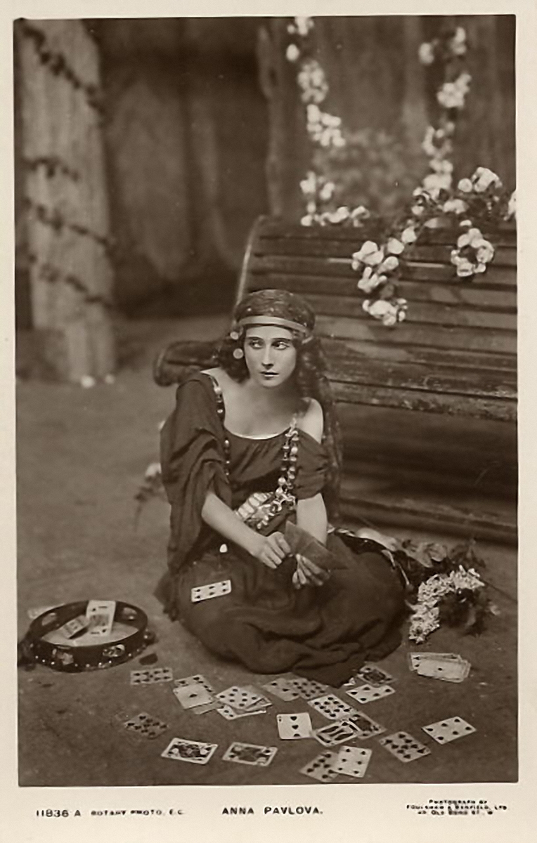 vintage photo of a woman with tarot cards